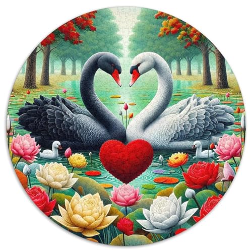 Schwan 1000 Stück Puzzle Rund Puzzles Erwachsene Und Kinder Gemütliche Schwieriges Croissant Circular Herausforderndes Spielzeug Lustiges Stressabbau 1000pcs (67.5x67.5cm) von RTTASVLZX