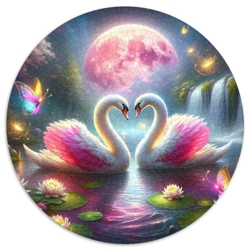 Schwan Puzzle 1000 Teile Rund Puzzles Erwachsene Und Kinder Croissant Circular Herausforderndes Spielzeug Lustiges Stressabbau Teenager Schwer 1000pcs (67.5x67.5cm) von RTTASVLZX