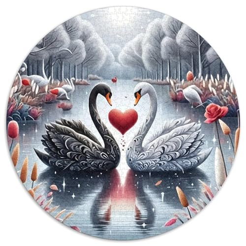 Schwan Puzzle 1000 Teile Rund Puzzles Erwachsene Und Kinder Romantisches Motiv Ältere Magischer Lernspiel Rätsel Teiliges Clevere 1000pcs (67.5x67.5cm) von RTTASVLZX