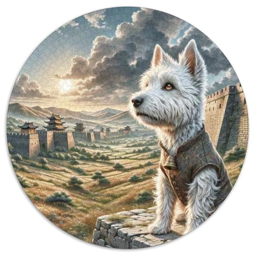 Seidenterrier 1000 Stück Puzzle Rund Puzzles Erwachsene Und Kinder Guter Freund Partner Haustier Lernspiel Rätsel Teiliges Clevere Voller Größe Geschenk Poster Spiel 1000pcs (67.5x67.5cm) von RTTASVLZX