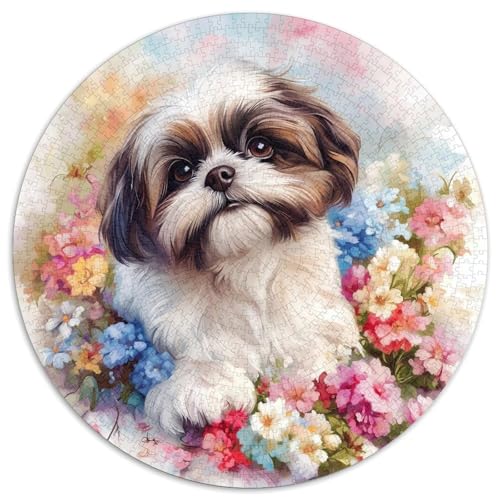 Shih Tzu Puzzle 1000 Teile Rund Puzzles Erwachsene Und Kinder Romantisches Motiv Ältere Magischer Lernspiel Rätsel Teiliges Clevere 1000pcs (67.5x67.5cm) von RTTASVLZX
