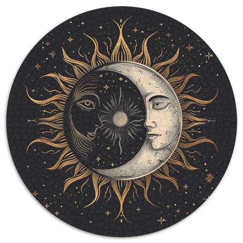 Sonne und Mond Rund Puzzles 1000 Teile Erwachsene Und Kinder Puzzle Heraus Große Ostereiern Boden Romantisches Motiv Ältere Magischer 1000pcs (67.5x67.5cm) von RTTASVLZX