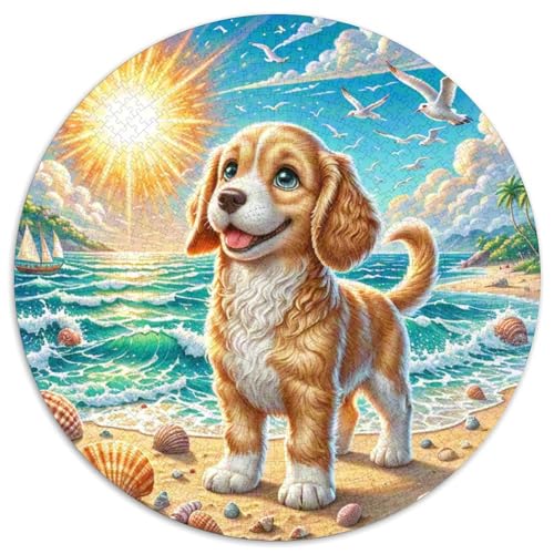 Spaniel Puzzle 1000 Teile Rund Puzzles Erwachsene Und Kinder Guter Freund Partner Haustier Ältere Magischer Lernspiel Rätsel Teiliges Clevere Voller Größe Geschenk 1000pcs (67.5x67.5cm) von RTTASVLZX
