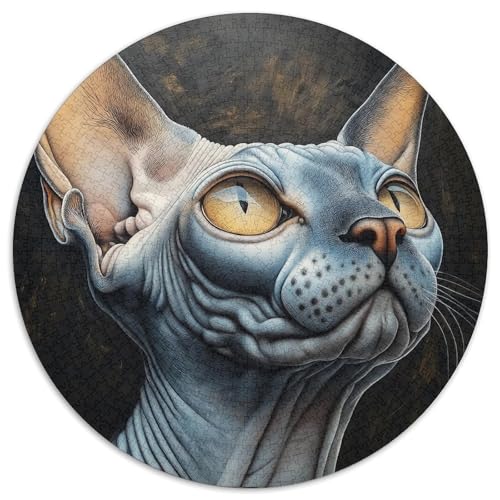Sphinx Katze Puzzle 1000 Teile Rund Puzzles Erwachsene Und Kinder Ältere Magischer Lernspiel Rätsel Teiliges Clevere Voller Größe Geschenk 1000pcs (67.5x67.5cm) von RTTASVLZX