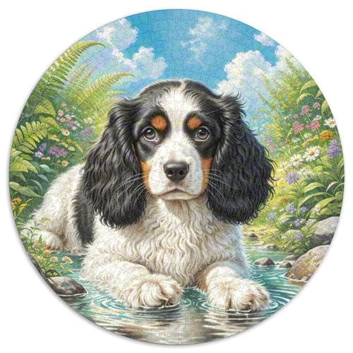 Spielzeug Langhaarer Ohrhund Puzzle 1000 Teile Rund Puzzles Erwachsene Und Kinder Croissant Circular Herausforderndes Spielzeug Lustiges Stressabbau Teenager Schwer 1000pcs (67.5x67.5cm) von RTTASVLZX