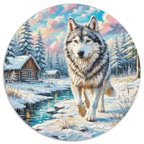 Tschechischer Wolfhund 1000 Stück Puzzle Rund Puzzles Erwachsene Und Kinder Ältere Magischer Lernspiel Rätsel Teiliges Clevere Voller Größe Geschenk 1000pcs (67.5x67.5cm) von RTTASVLZX