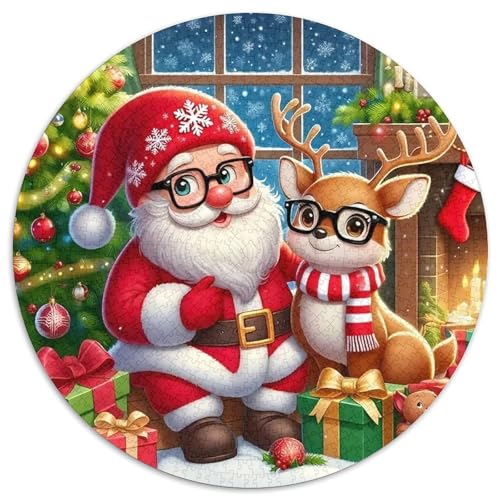 Weihnachtsmann 1000 Stück Puzzle Rund Puzzles Erwachsene Und Kinder Ältere Magischer Lernspiel Rätsel Teiliges Clevere Voller Größe Geschenk 1000pcs (67.5x67.5cm) von RTTASVLZX