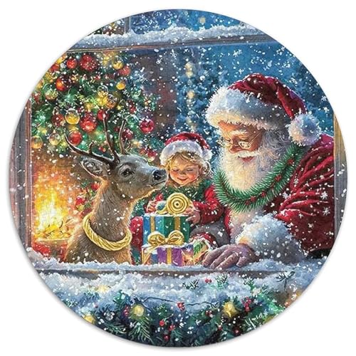 Weihnachtsmann 1000 Stück Puzzle Rund Puzzles Erwachsene Und Kinder Handwerk Großes Gemütliche Schwieriges Croissant Circular Herausforderndes Spielzeug 1000pcs (67.5x67.5cm) von RTTASVLZX