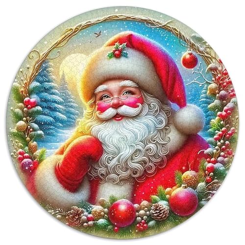 Weihnachtsmann 1000 Stück Puzzle Rund Puzzles Erwachsene Und Kinder Handwerk Großes Gemütliche Schwieriges Croissant Circular Herausforderndes Spielzeug 1000pcs (67.5x67.5cm) von RTTASVLZX