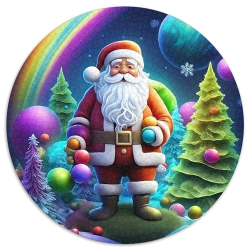 Weihnachtsmann Puzzle 1000 Teile Rund Puzzles Erwachsene Und Kinder Fordernde Kleinkinder Heraus Große Ostereiern Boden Romantisches Motiv 1000pcs (67.5x67.5cm) von RTTASVLZX