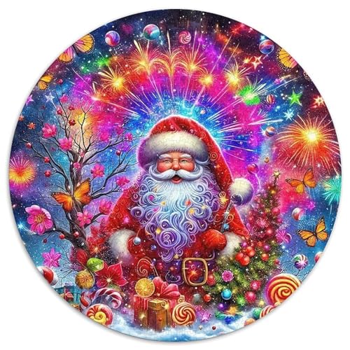 Weihnachtsmann Puzzle 1000 Teile Rund Puzzles Erwachsene Und Kinder Gemütliche Schwieriges Croissant Circular Herausforderndes Spielzeug Lustiges Stressabbau 1000pcs (67.5x67.5cm) von RTTASVLZX