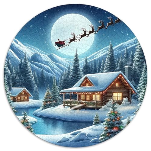 Weihnachtsmann Puzzle 1000 Teile Rund Puzzles Erwachsene Und Kinder Handwerk Großes Gemütliche Schwieriges Croissant Circular Herausforderndes Spielzeug 1000pcs (67.5x67.5cm) von RTTASVLZX