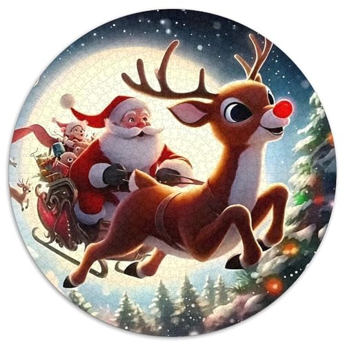 Weihnachtsmann Puzzle 1000 Teile Rund Puzzles Erwachsene Und Kinder Legespiel Spiele Geschicklichkeitsspiel Geschenk Spielabende Lernen Fordernde Kleinkinder 1000pcs (67.5x67.5cm) von RTTASVLZX