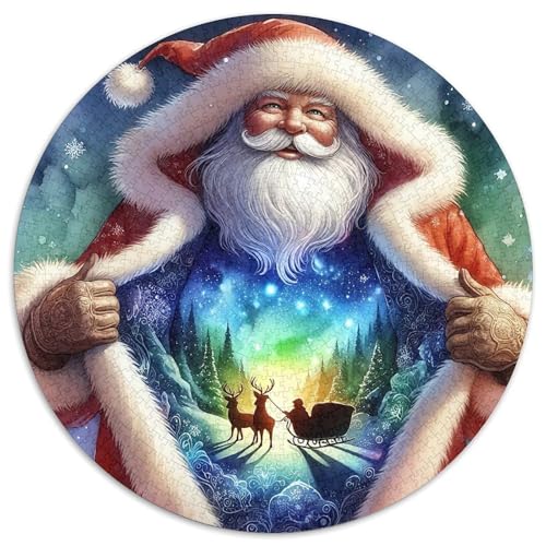Weihnachtsmann Rund Puzzles 1000 Teile Erwachsene Und Kinder Puzzle Einzigartige DIY Clevere Rätsel Geschenke Druck Schwieriges Verringerter Legespiel Spiele 1000pcs (67.5x67.5cm) von RTTASVLZX