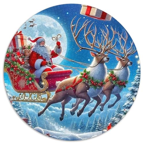 Weihnachtsmann Rund Puzzles 1000 Teile Erwachsene Und Kinder Puzzle Handwerk Großes Gemütliche Schwieriges Croissant Circular Herausforderndes Spielzeug 1000pcs (67.5x67.5cm) von RTTASVLZX
