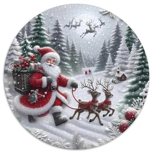 Weihnachtsmann Rund Puzzles 1000 Teile Erwachsene Und Kinder Puzzle Handwerk Großes Gemütliche Schwieriges Croissant Circular Herausforderndes Spielzeug 1000pcs (67.5x67.5cm) von RTTASVLZX