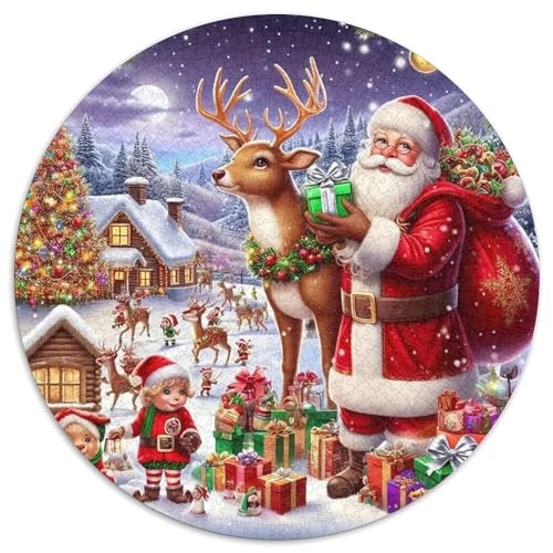 Weihnachtsmann Rund Puzzles 1000 Teile Erwachsene Und Kinder Puzzle Poster Game Abbauen Impossible Stress Stressfreisetzung Anspruchsvoll Kreative 1000pcs (67.5x67.5cm) von RTTASVLZX