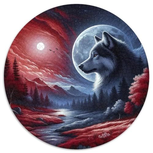 Wolf 1000 Stück Puzzle Rund Puzzles Erwachsene Und Kinder Croissant Circular Herausforderndes Spielzeug Lustiges Stressabbau Teenager Schwer 1000pcs (67.5x67.5cm) von RTTASVLZX