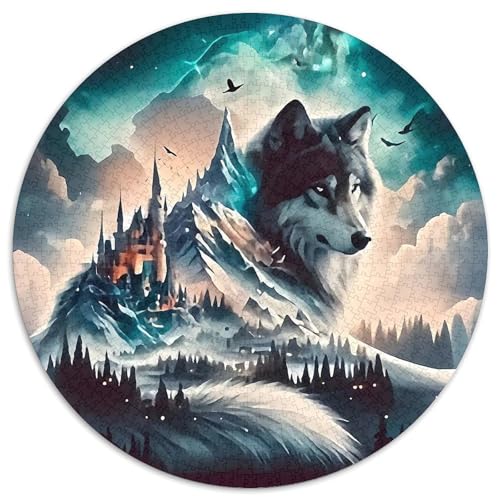 Wolf Puzzle 1000 Teile Rund Puzzles Erwachsene Und Kinder Croissant Circular Herausforderndes Spielzeug Lustiges Stressabbau Teenager Schwer 1000pcs (67.5x67.5cm) von RTTASVLZX