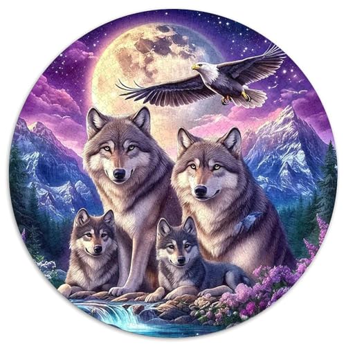 Wolf Puzzle 1000 Teile Rund Puzzles Erwachsene Und Kinder Fordernde Kleinkinder Heraus Große Ostereiern Boden Romantisches Motiv 1000pcs (67.5x67.5cm) von RTTASVLZX