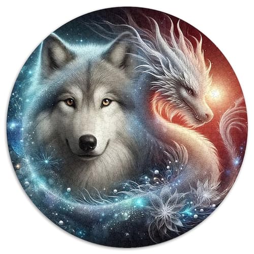 Wolf Puzzle 1000 Teile Rund Puzzles Erwachsene Und Kinder Handwerk Großes Gemütliche Schwieriges Croissant Circular Herausforderndes Spielzeug 1000pcs (67.5x67.5cm) von RTTASVLZX