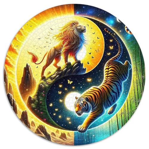 Yin-Yang 1000 Stück Puzzle Rund Puzzles Erwachsene Und Kinder Lernspiel Rätsel Teiliges Clevere Voller Größe Geschenk Poster Game 1000pcs (67.5x67.5cm) von RTTASVLZX