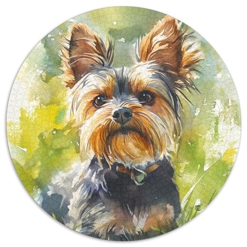 Yorkshire Terrier Rund Puzzles 1000 Teile Erwachsene Und Kinder Puzzle Lernspiel Rätsel Teiliges Clevere Voller Größe Geschenk Poster Spiel 1000pcs (67.5x67.5cm) von RTTASVLZX