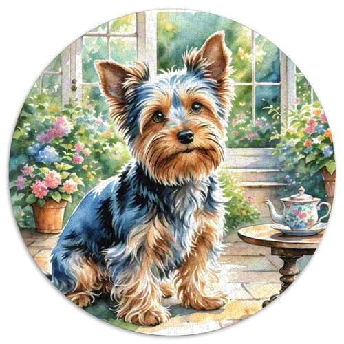 Yorkshire Terrier Rund Puzzles 1000 Teile Erwachsene Und Kinder Puzzle Spielabende Lernen Fordernde Kleinkinder Heraus Große Ostereiern Boden 1000pcs (67.5x67.5cm) von RTTASVLZX