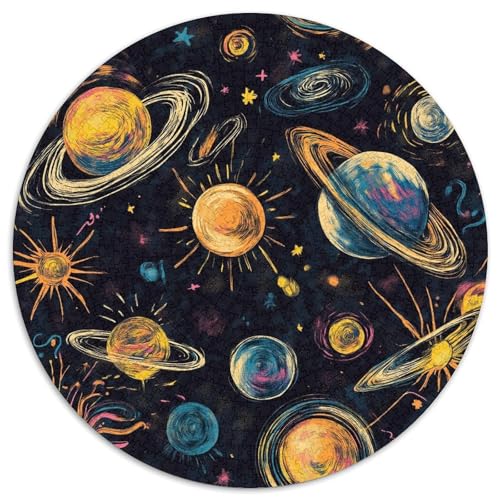kosmische Planeten Rund Puzzles 1000 Teile Erwachsene Und Kinder Puzzle Handwerk Großes Gemütliche Schwieriges Croissant Circular Spielzeug 1000pcs (67.5x67.5cm) von RTTASVLZX
