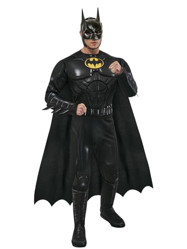 Rubies – DC offizielles Kostüm – Luxus-Kostüm Batman Mickael Keaton – The Flash Movie – Größe M – Schwarzer Ritter Anzug – für Halloween, Karneval – Geschenkidee zu Weihnachten von RUBIE'S