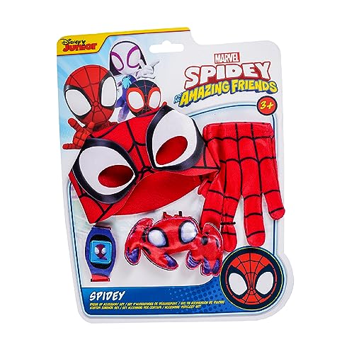 Rubies – Marvel offizielles Kinder-Kostüm Spidey & seine Freunde – 4 Zubehörteile Spider Man mit Uhr, Maske, Handschuhe und Mini-Spinne – Einheitsgröße – für Karneval, Halloween, Geburtstag von RUBIE'S