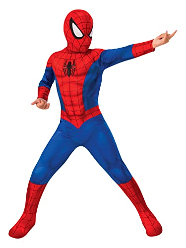 Rubies Offizielles Marvel Kinderkostüm Spider-Man – Größe 5 – 6 Jahre – komplettes Kostüm Kombination mit Maske und Überschuhen. von RUBIE'S