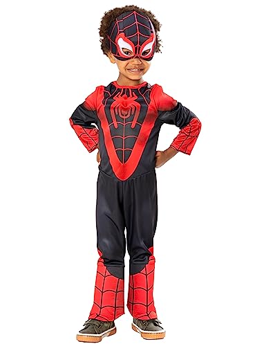 Rubies Offizielles Marvel Spider-Man – Klassisches Spinn Miles Morales Kostüm für Kinder – Spidey und seine Freunde – Kostüm mit Overall und Maske – für Halloween, Karneval, Weihnachten von RUBIE'S