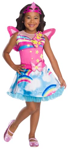 Rubies – offizielles Barbie-Kostüm für Kinder, Barbie Dreamtopia – Größe 3 – 4 Jahre – Feenkostüm, Prinzessinnenkleid aus Regenbogen, mit Zubehör von RUBIE'S