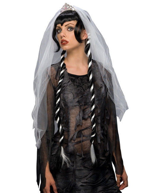 Gothic-Braut Perücke mit Zöpfen schwarz-weiss Gothic-Braut Perücke mit Zöpfen schwarz-weiss von RUBIES ALL