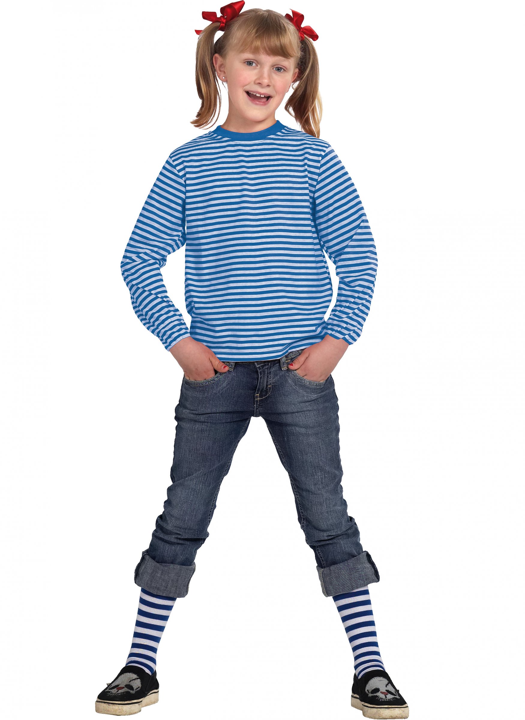 Langärmeliges Streifenshirt für Kinder blau-weiß Langärmeliges Streifenshirt für Kinder blau-weiß von RUBIES ALL