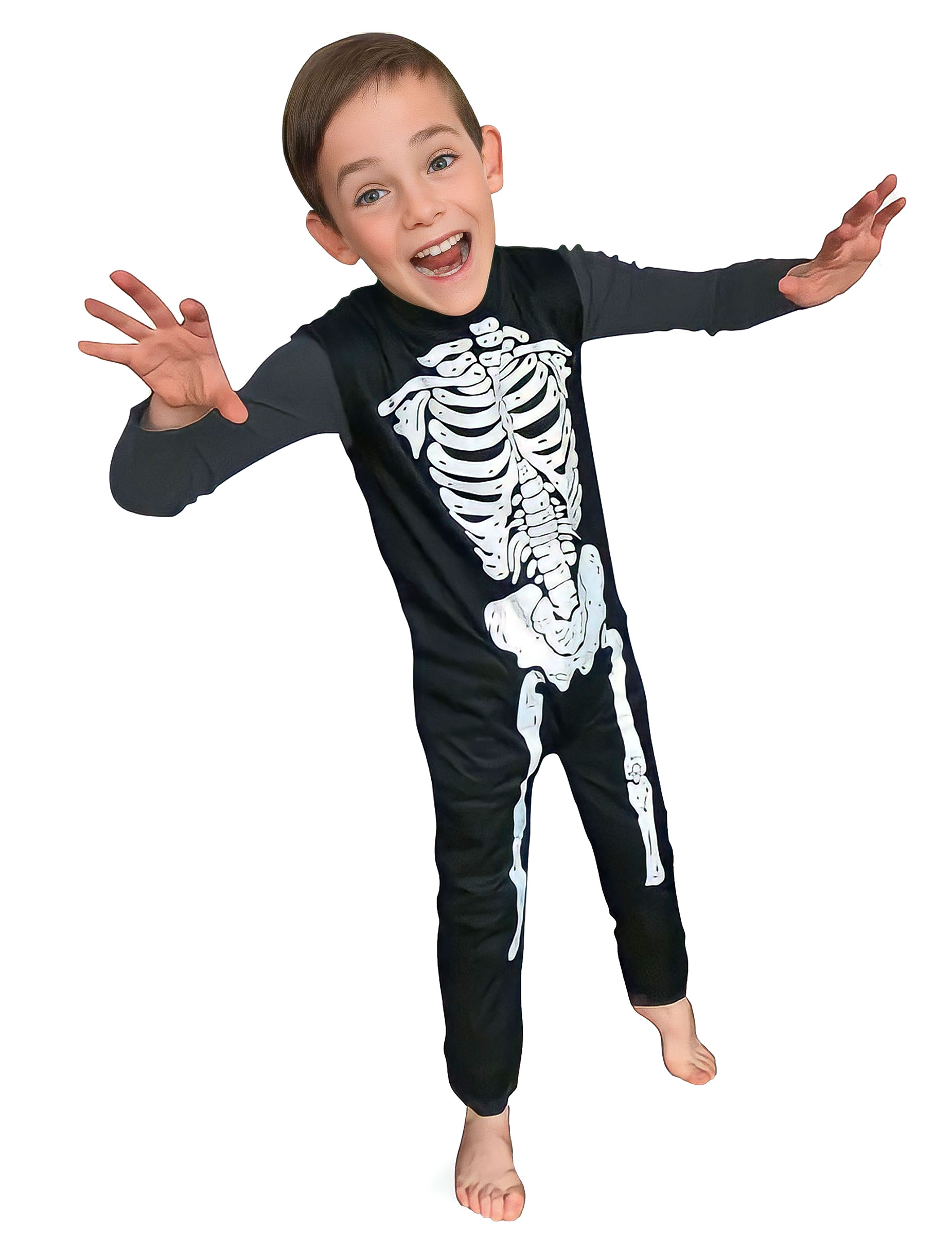 Ärmelloses Skelett-Kostüm für Jungen Halloween-Kinderkostüm schwarz-weiss von RUBIES FRANCE