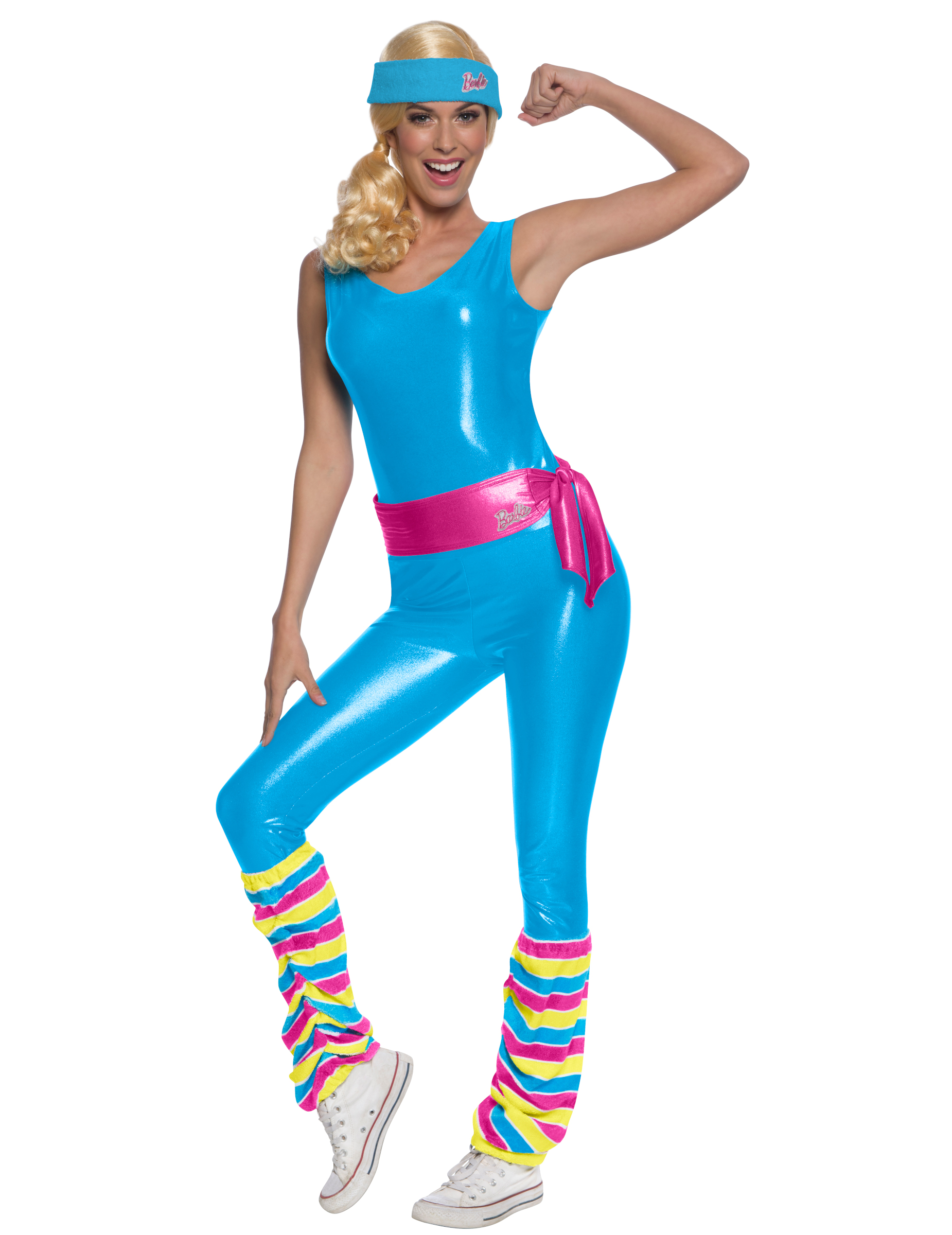 Aerobic-Barbie-Kostüm für Damen blau-pink-gelb von RUBIES FRANCE