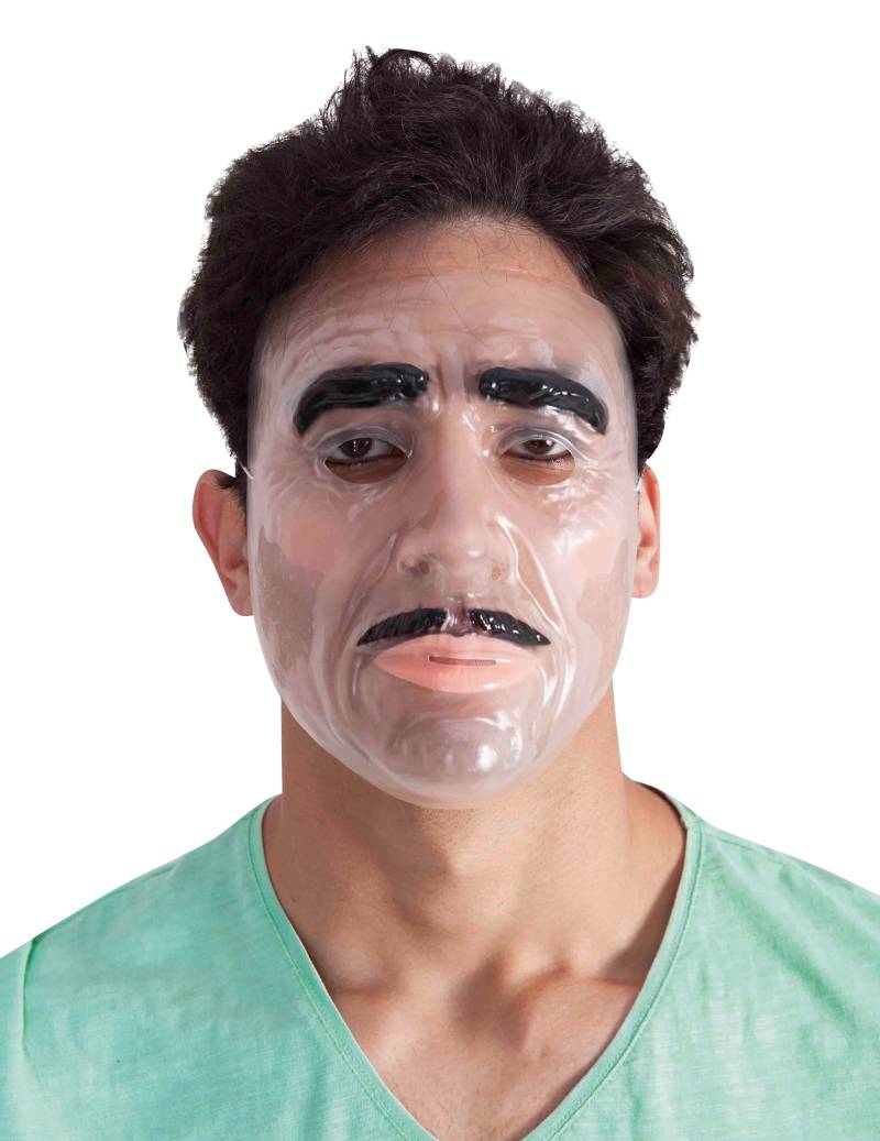 Bärtiger Mann Maske transparent-schwarz von RUBIES FRANCE