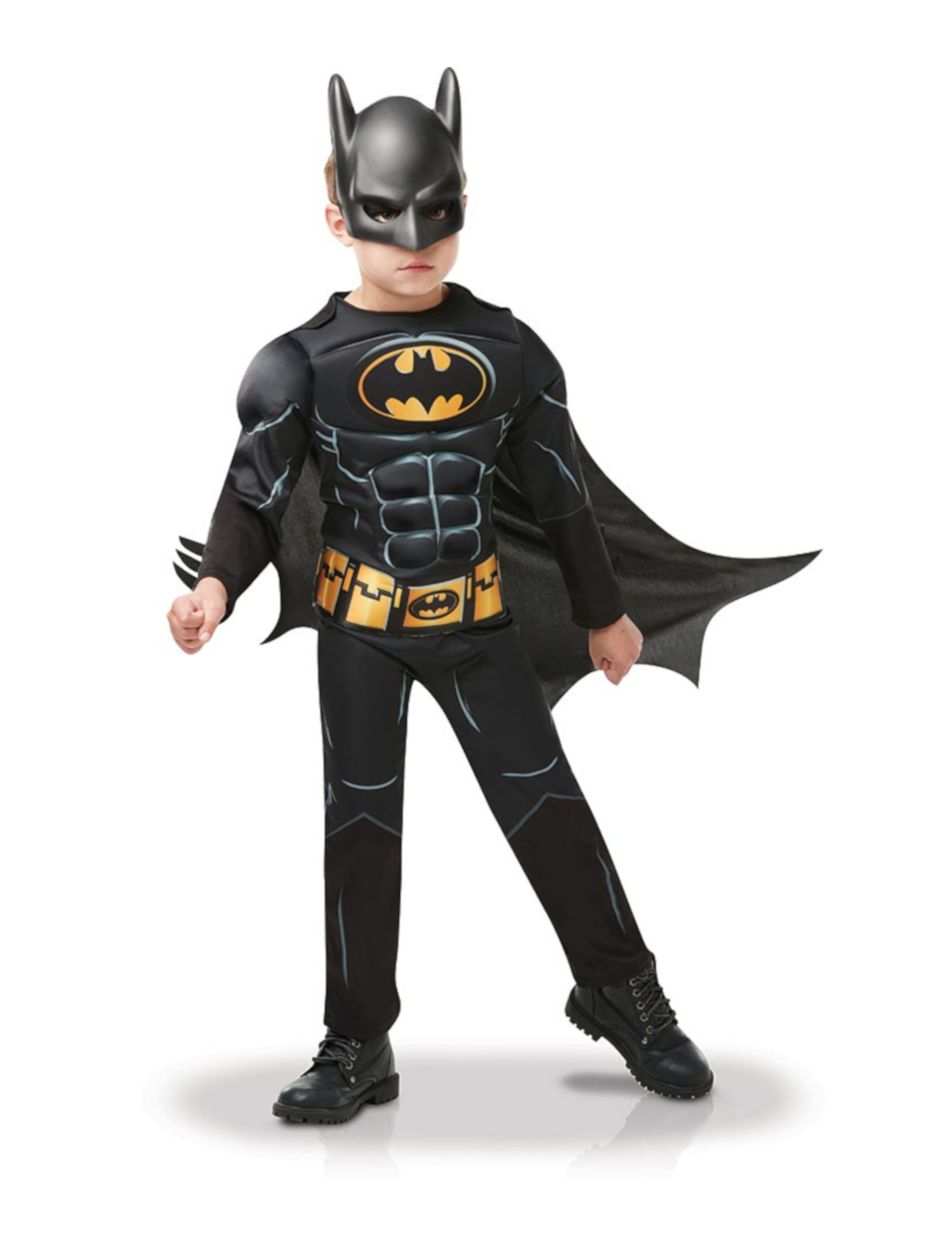 Batman-Kostüm für Jungen mit Maske Deluxe Faschingskostüm schwarz-gelb von RUBIES FRANCE