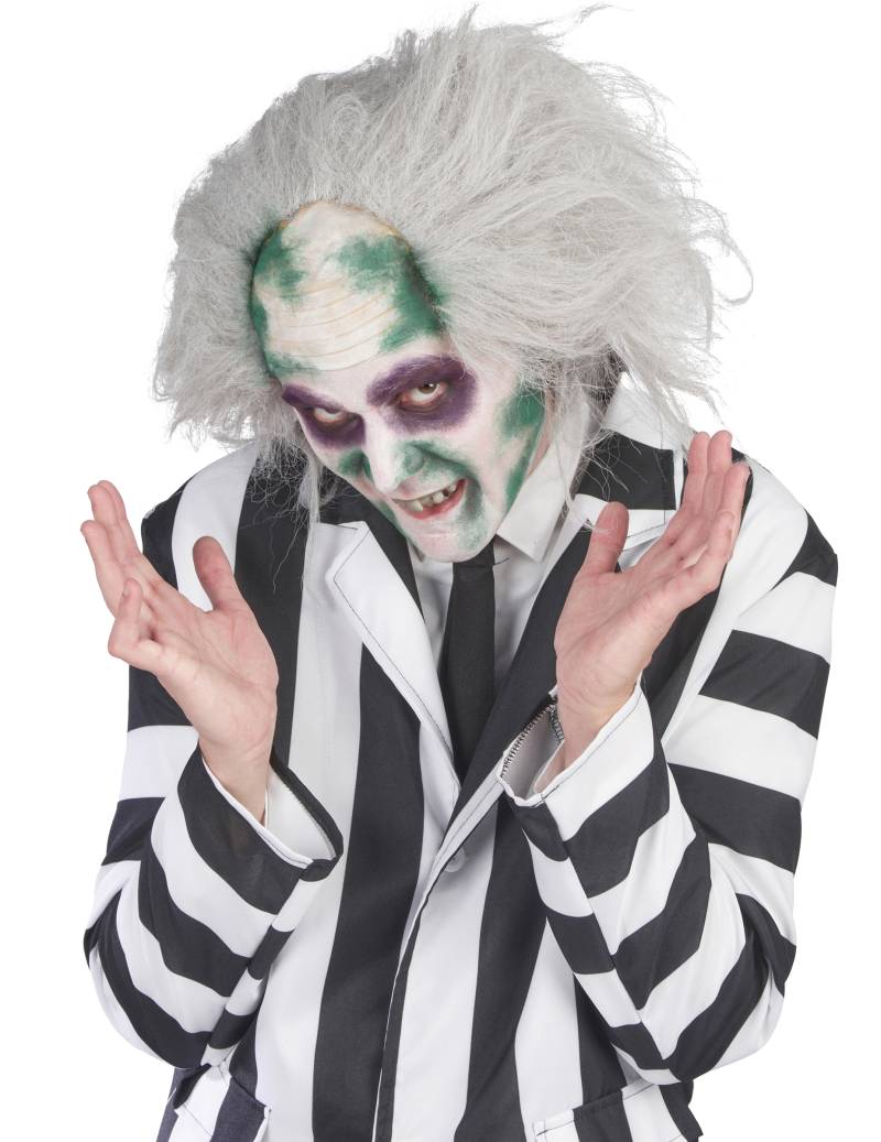 Beetlejuice-Perücke Halloween-Lizenzperücke weiss-grau-grün von RUBIES FRANCE
