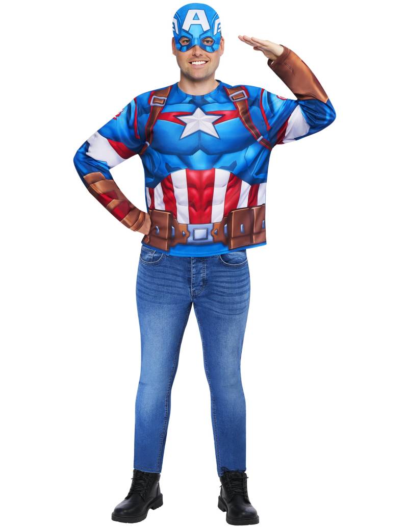 Captain America Set aus Oberteil und Maske für Erwachsene Captain America Set aus Oberteil und Maske für Erwachsene von RUBIES FRANCE
