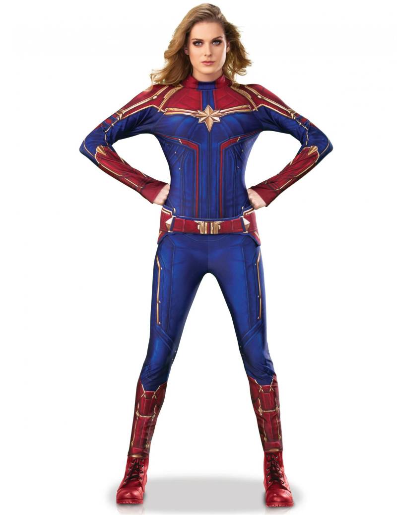 Captain Marvel Damenkostüm blau-rot-gold von RUBIES FRANCE