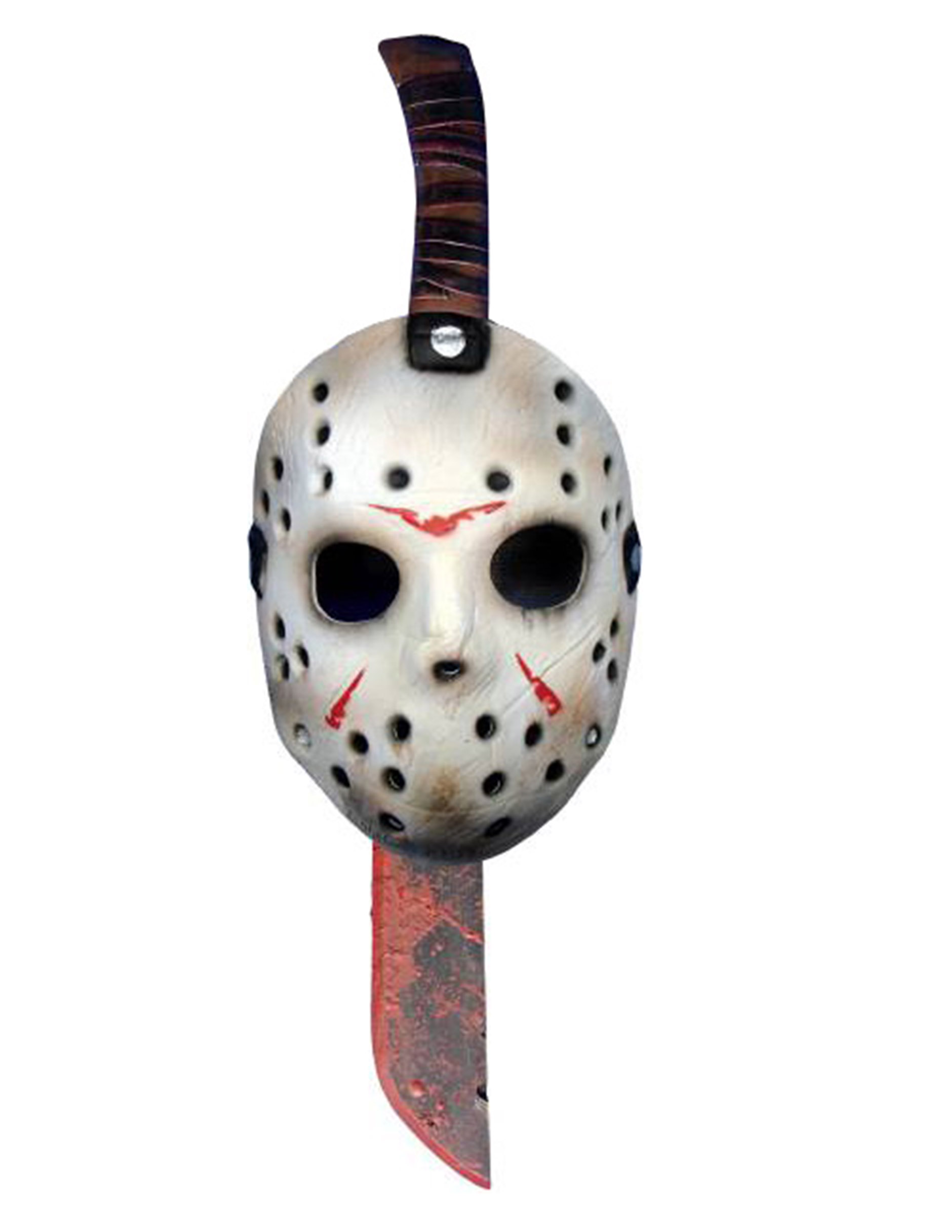 Freitag der 13. Maske und Machete Halloween-Lizenzartikel weiss-silber-braun Freitag der 13. Maske und Machete Halloween-Lizenzartikel weiss-silber-braun von RUBIES FRANCE