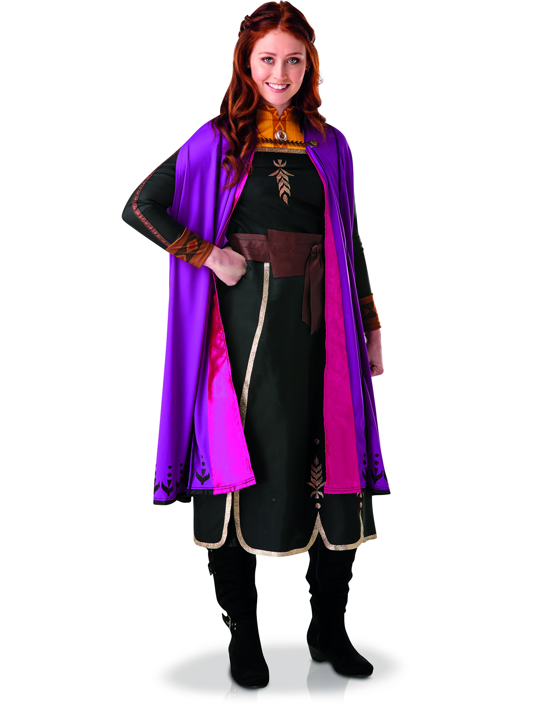 Frozen 2 Anna-Kostüm für Damen Faschingskostüm schwarz-violett von RUBIES FRANCE