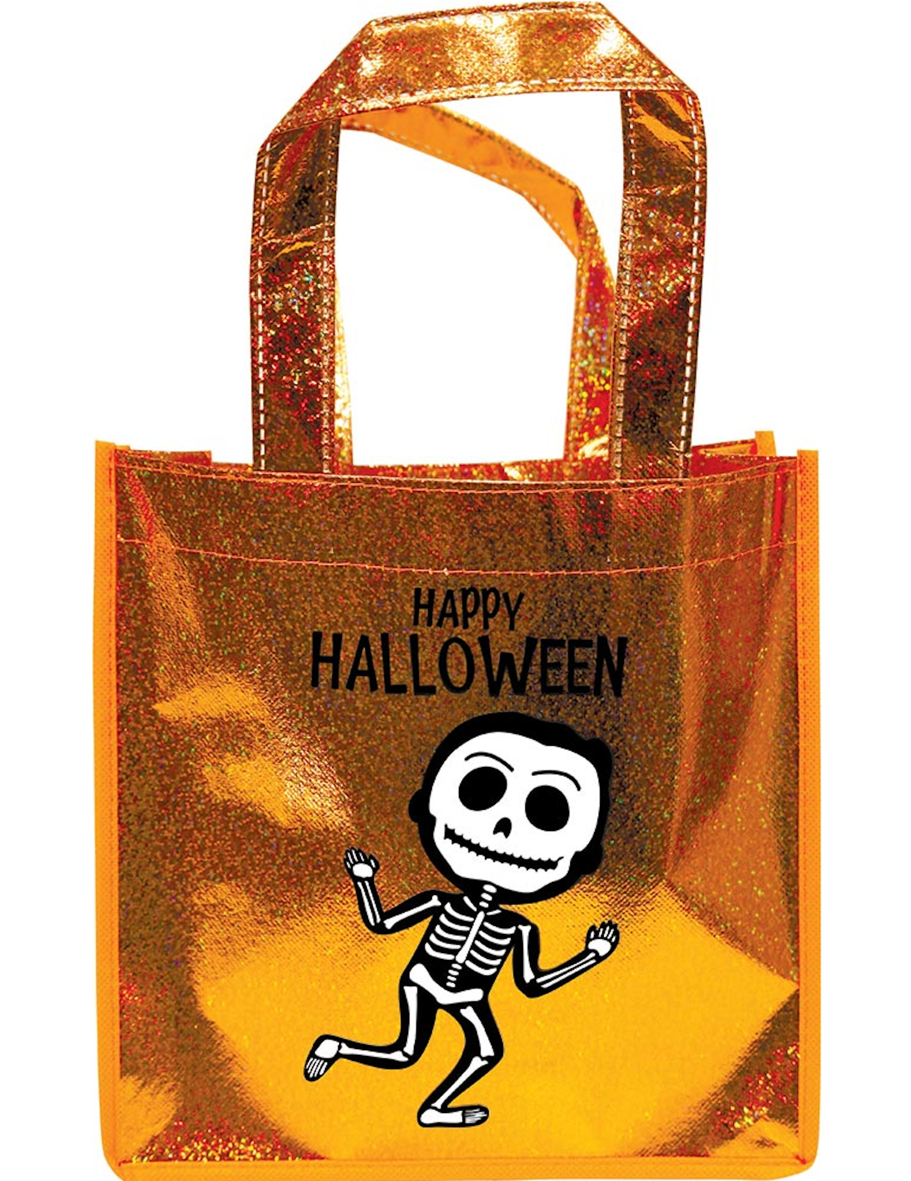 Funkelnde Halloween-Tasche mit Skelett-Motiv Süsses oder Saures Süssigkeiten-Tasche orange von RUBIES FRANCE