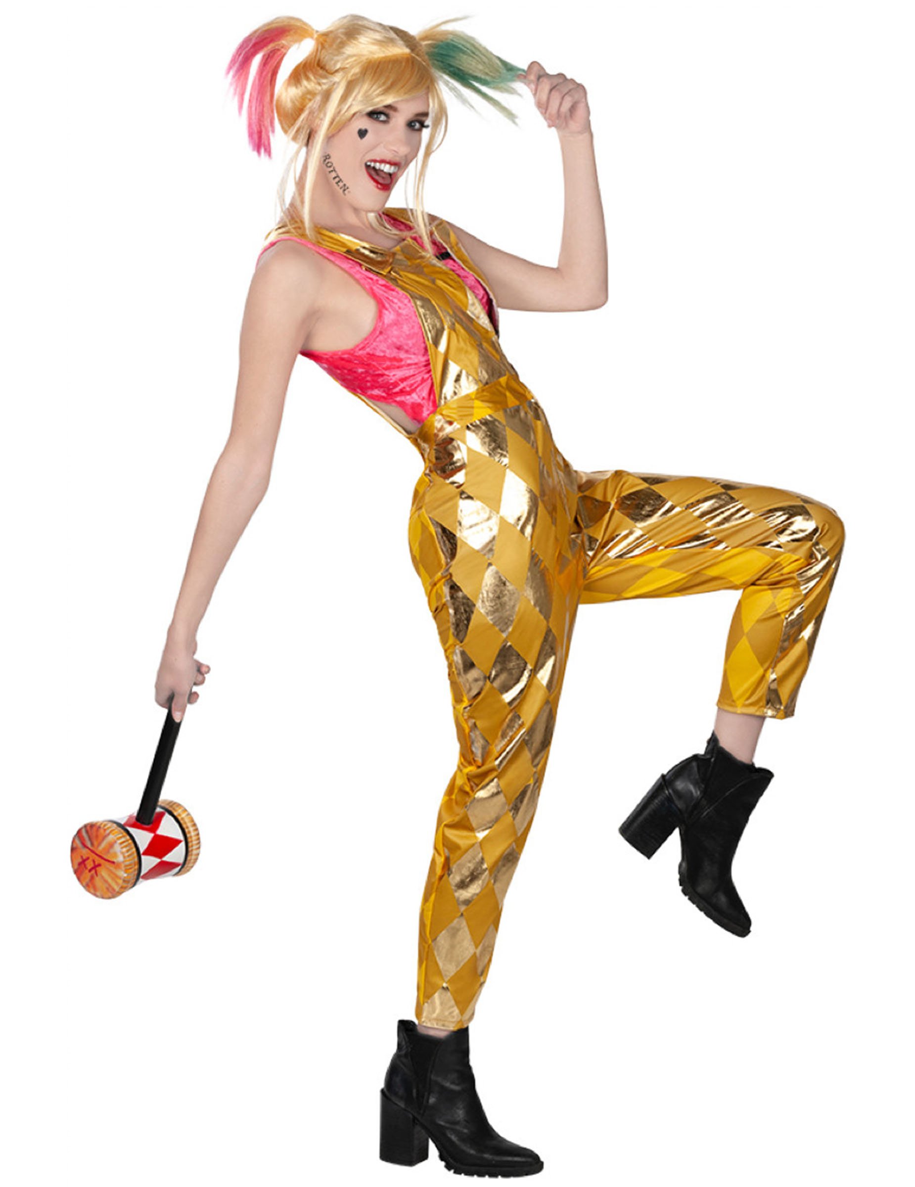 Harley Quinn-Latzhose für Damen Birds of Prey Halloweenkostüm gold von RUBIES FRANCE