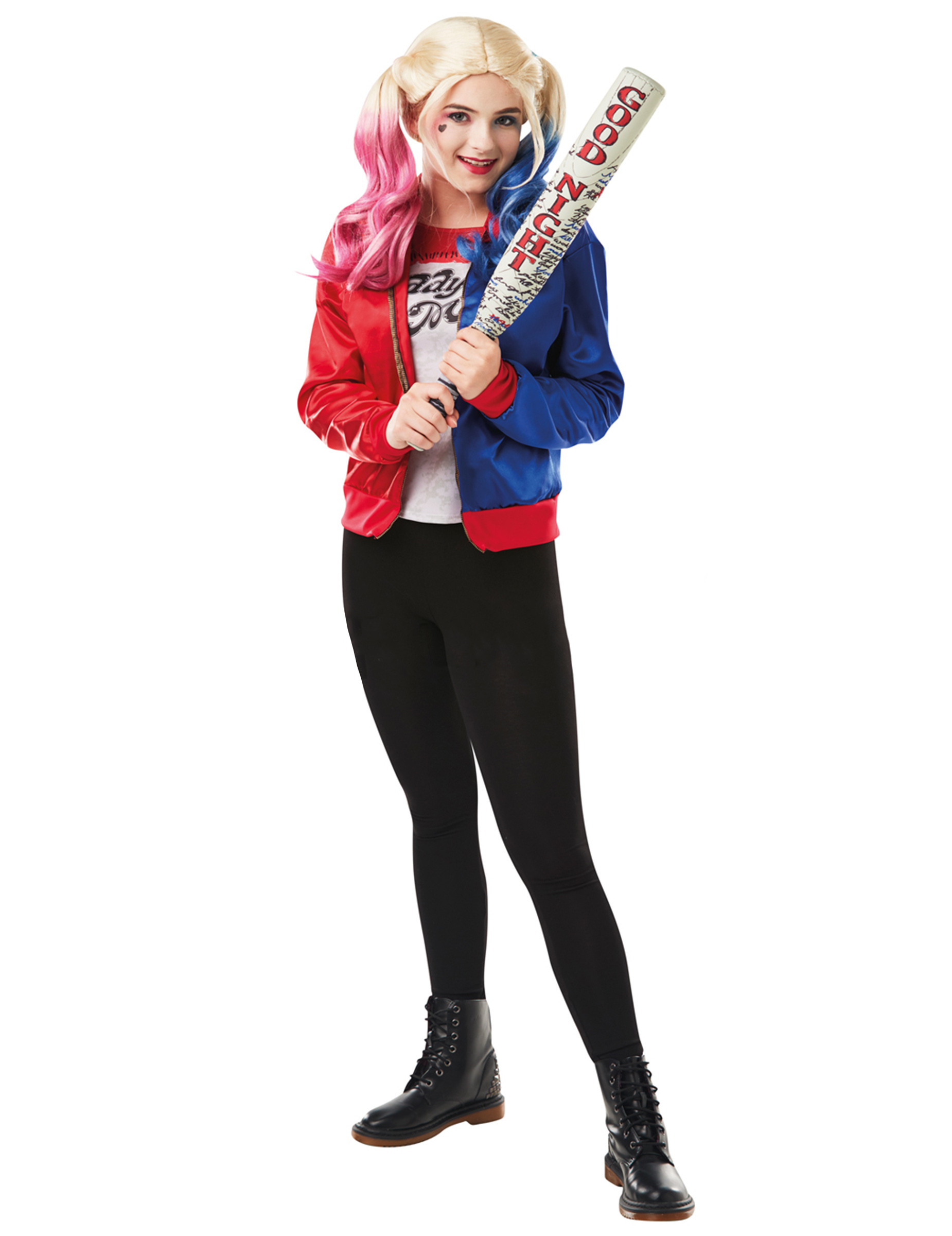 Harley Quinn-Lizenzkostüm für Teenager blau-rot-weiss von RUBIES FRANCE