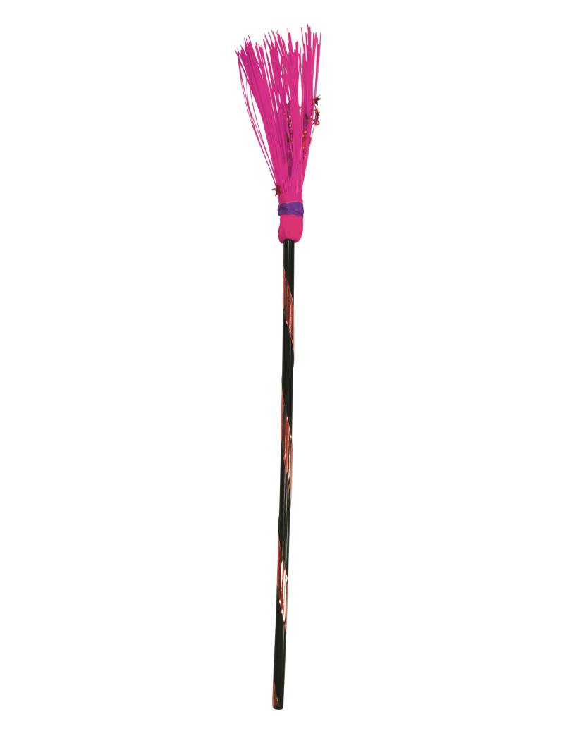Hexen-Besen Halloween-Accessoire pink-braun 95 cm von RUBIES FRANCE