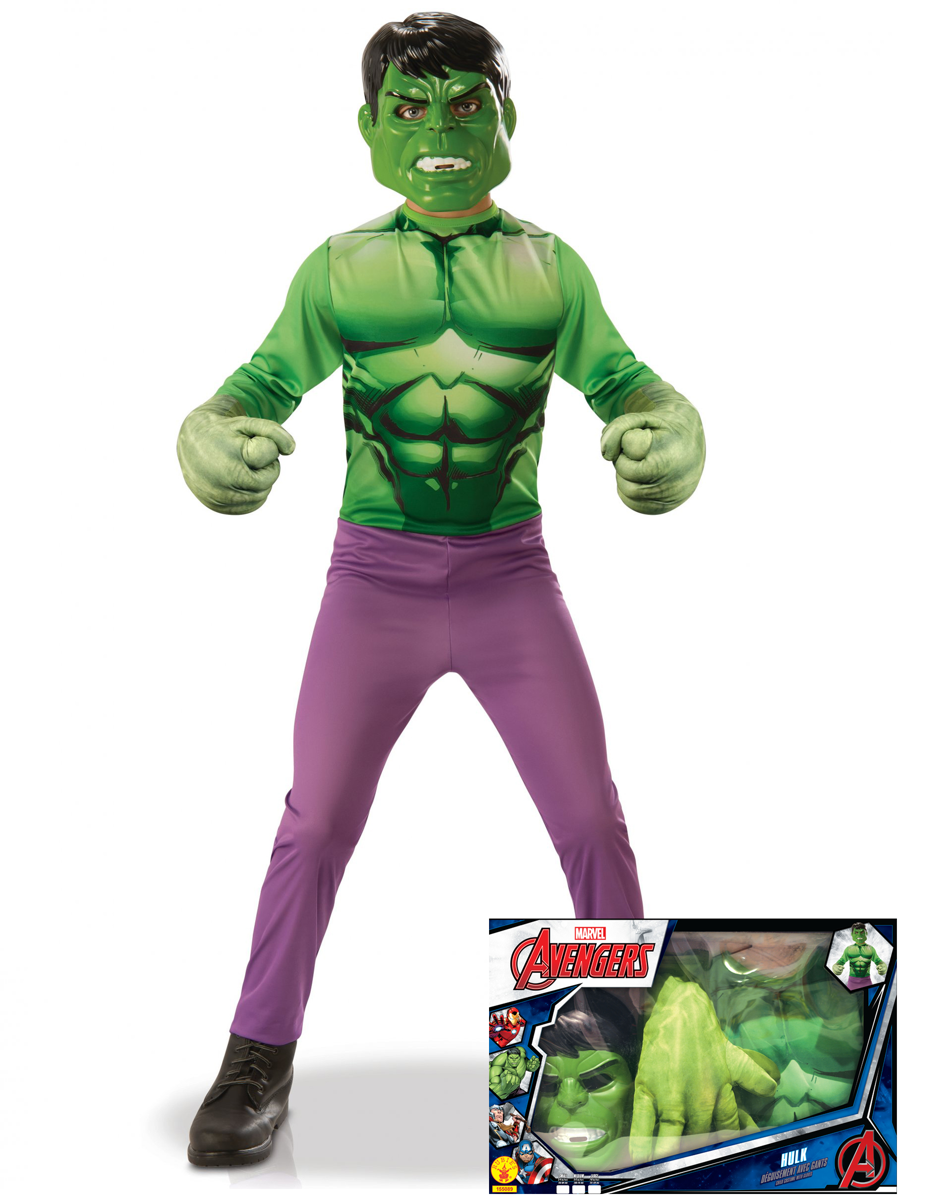 Hulk-Lizenzkostüm für Kinder grün-violett von RUBIES FRANCE